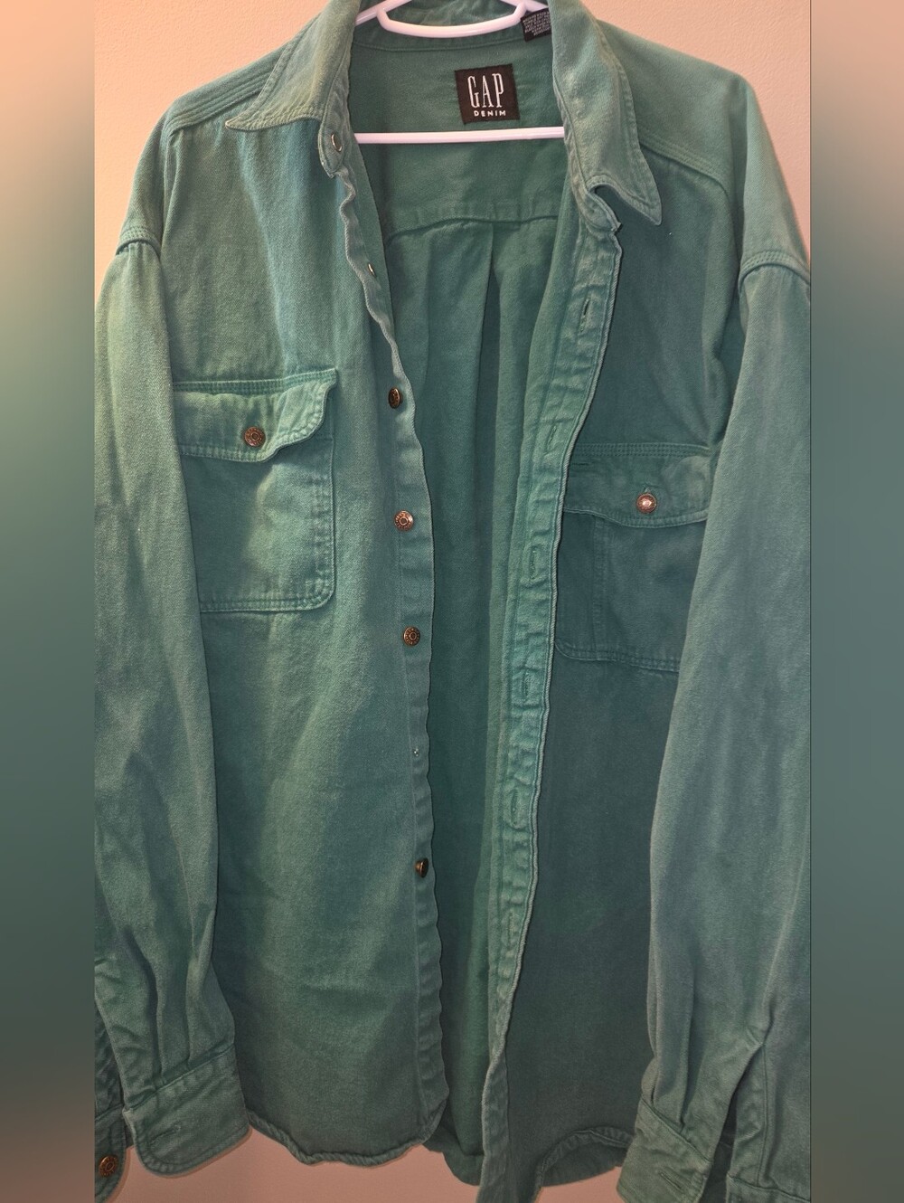 Vintage 90s GAP Men's Work Worn Green Shirt XL Cotton